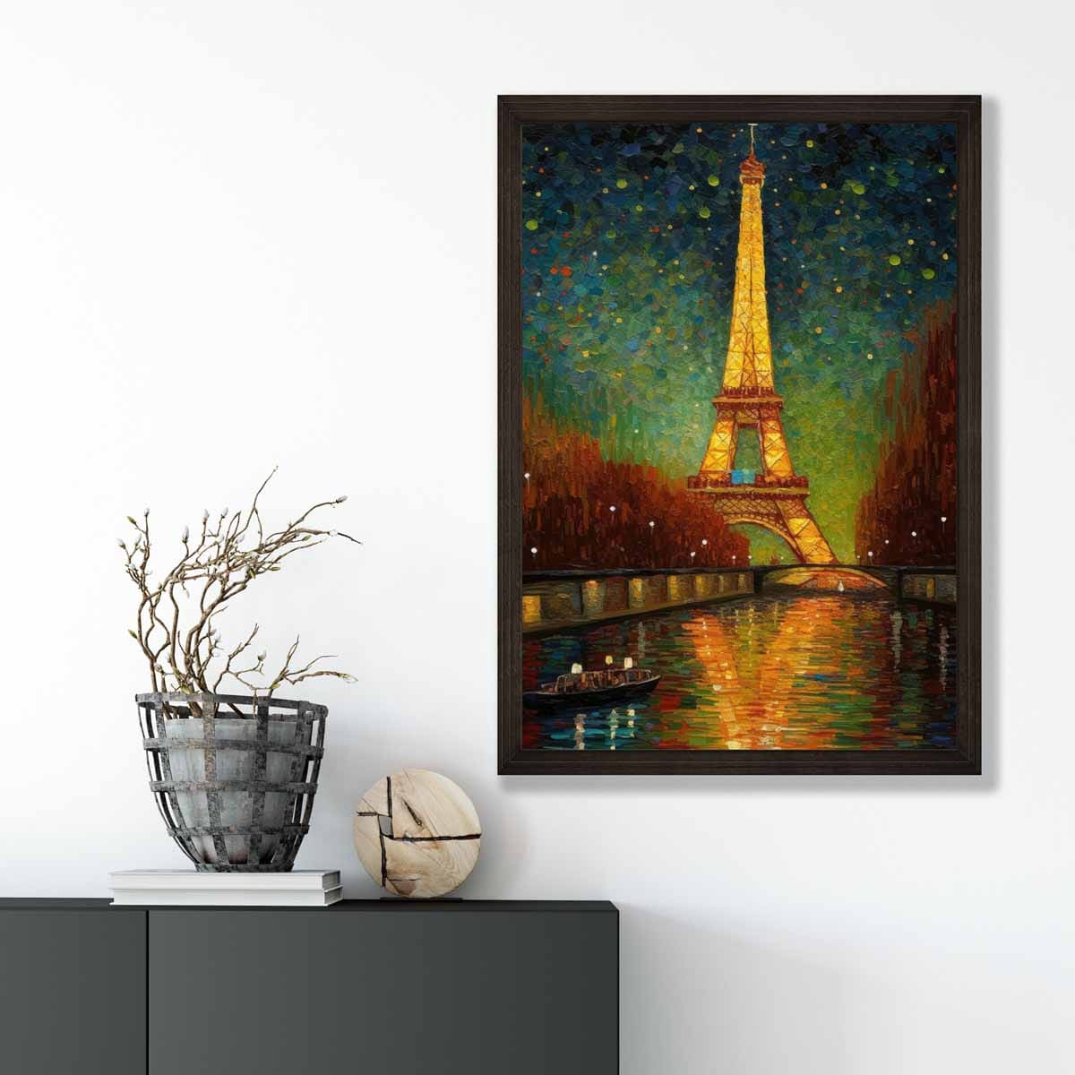 Colorful Paris Night Art Print on Matte Paper