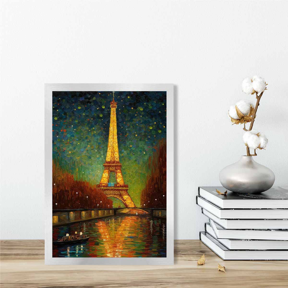 Colorful Paris Night Art Print on Matte Paper