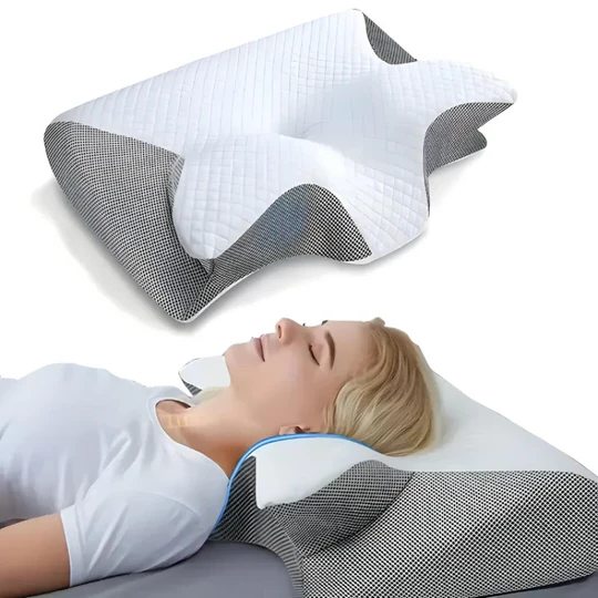 Orthopedic Contoured Memory Foam Neck Pillow with Washable Cover