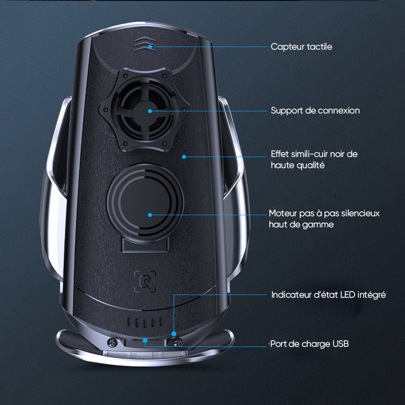 Wireless Car Charger Mount with Automatic Clamp and One-Handed Operation
