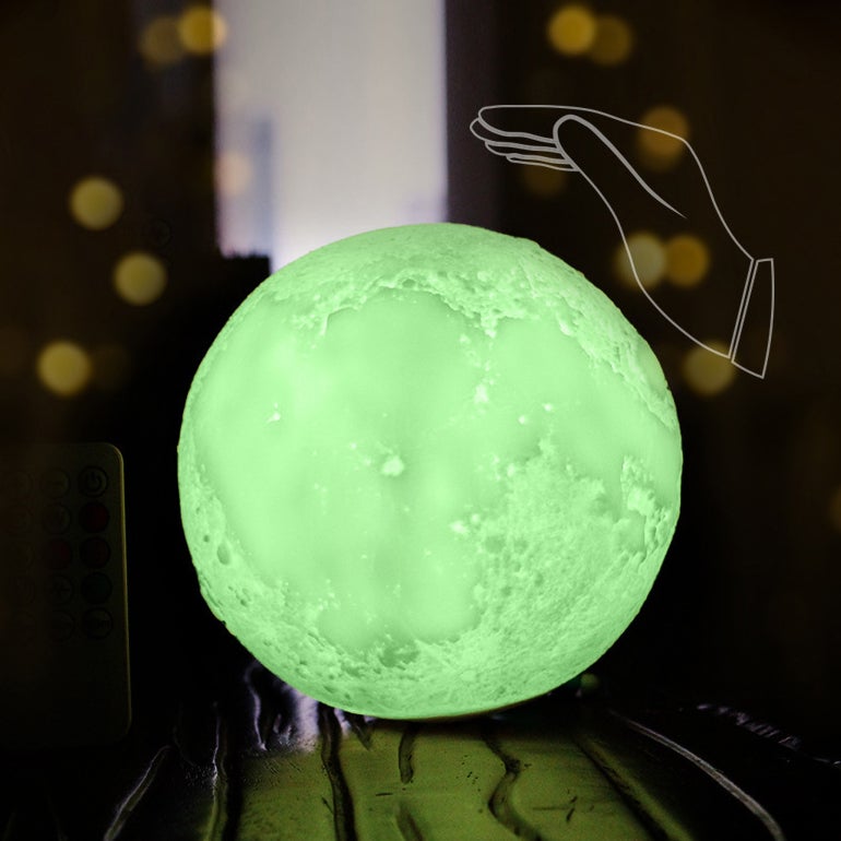 Rechargeable 3D Printed Moon LED Table Lamp