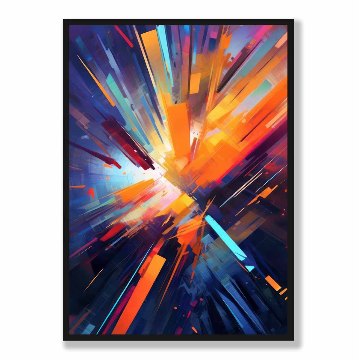 Colorful Abstract Shapes Art Print in Blue, Orange, and Red