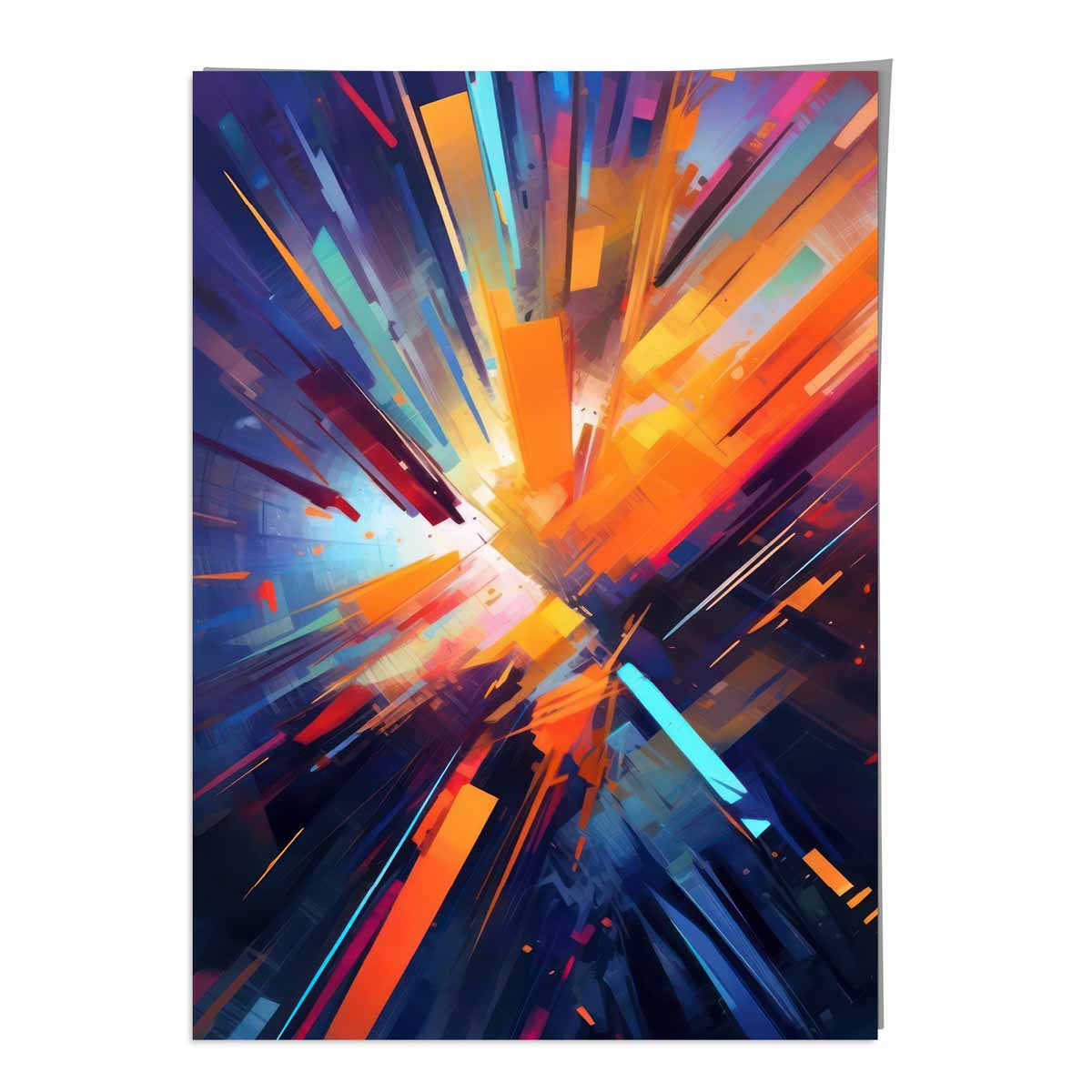 Colorful Abstract Shapes Art Print in Blue, Orange, and Red