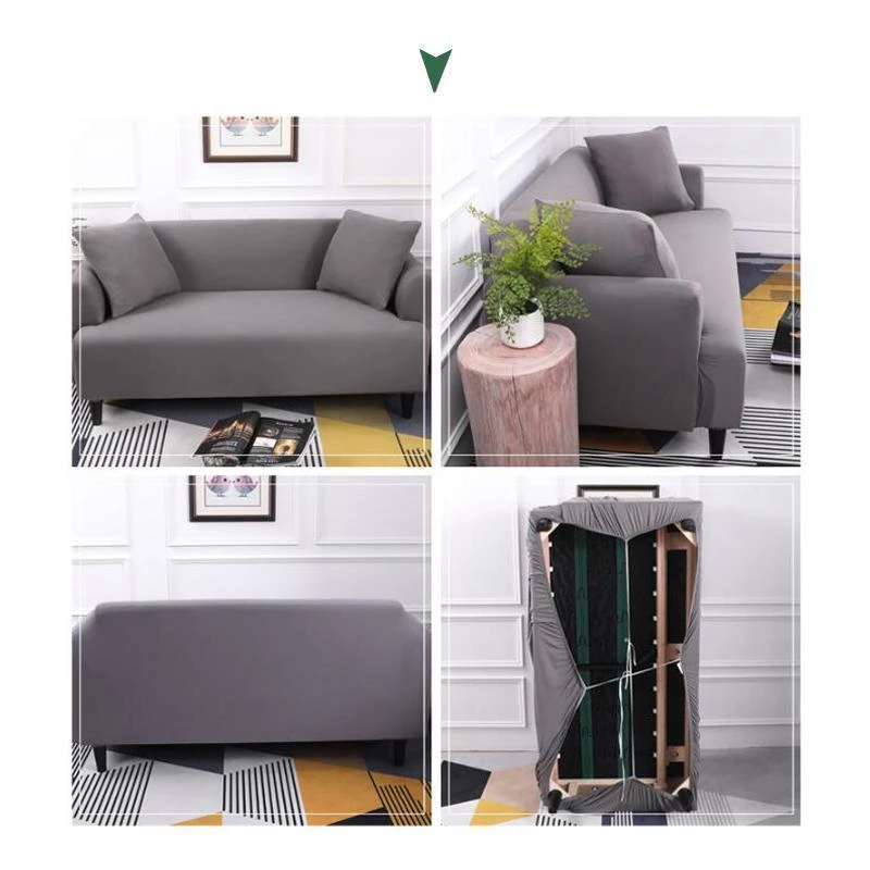 Stretchable Non-Slip Sofa Cover in Light Gray