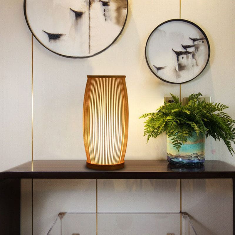 Bamboo Table Lamp - Natural LED Light for Cozy Atmosphere