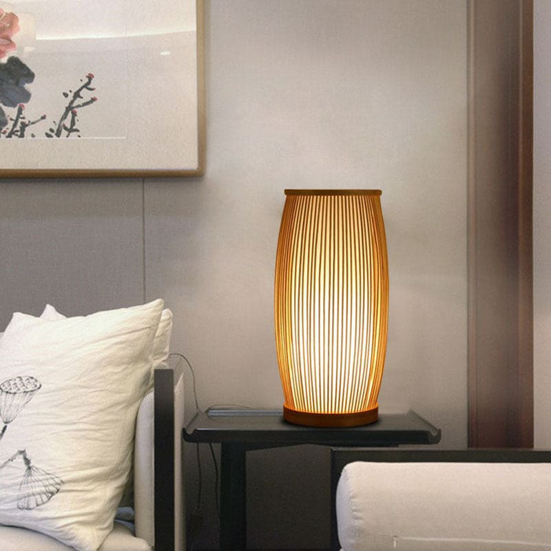 Bamboo Table Lamp - Natural LED Light for Cozy Atmosphere