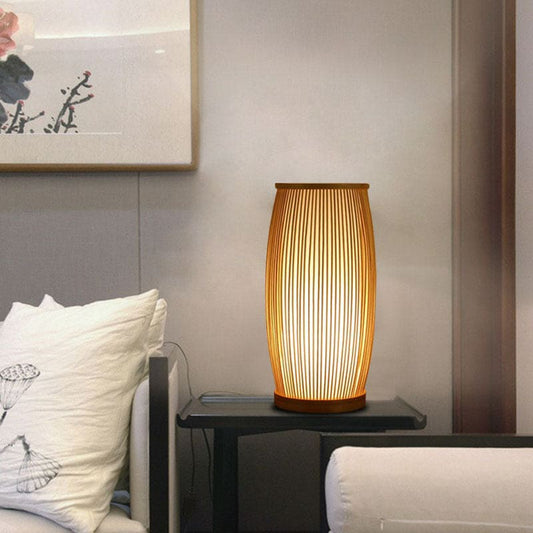 Bamboo Table Lamp - Natural LED Light for Cozy Atmosphere