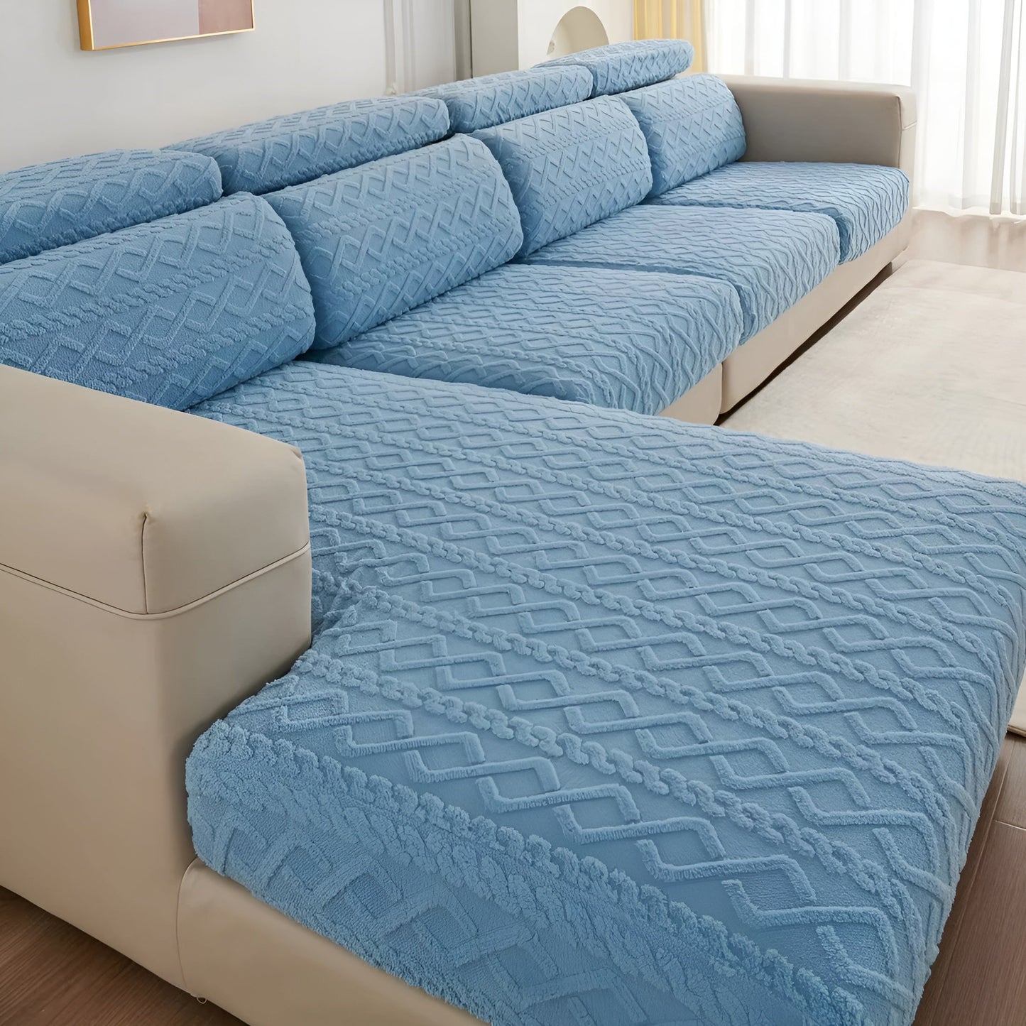 Velvet Diamond Pattern Sofa Cover - Stretchy 360° Protection