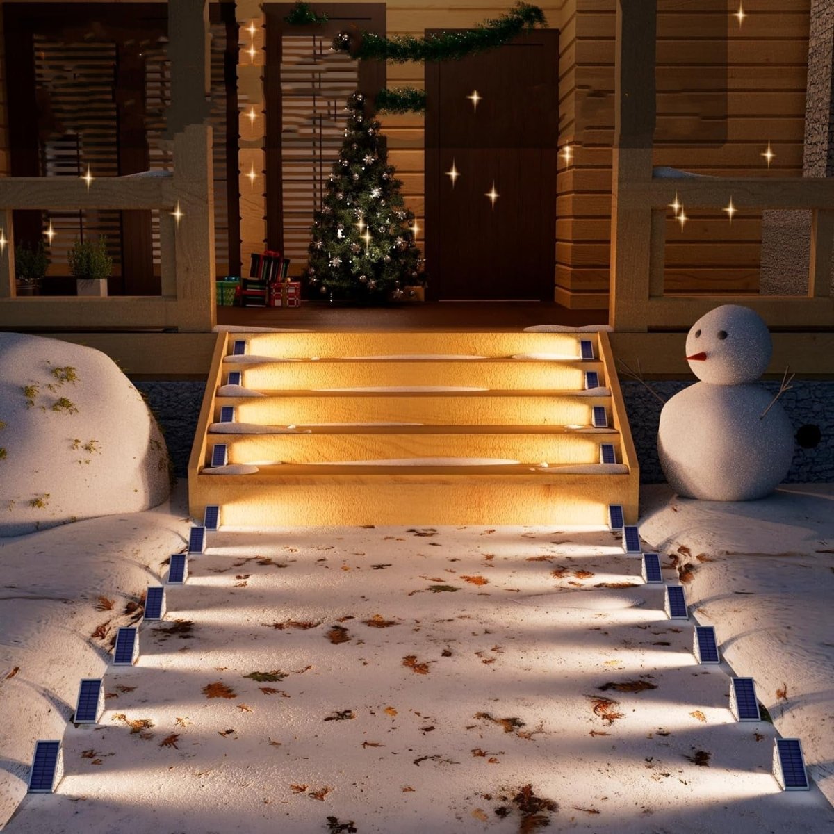 Waterproof Solar LED Stair Lights - Automatic Outdoor Pathway Lighting
