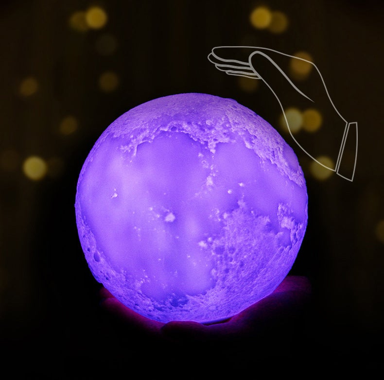 Rechargeable 3D Printed Moon LED Table Lamp