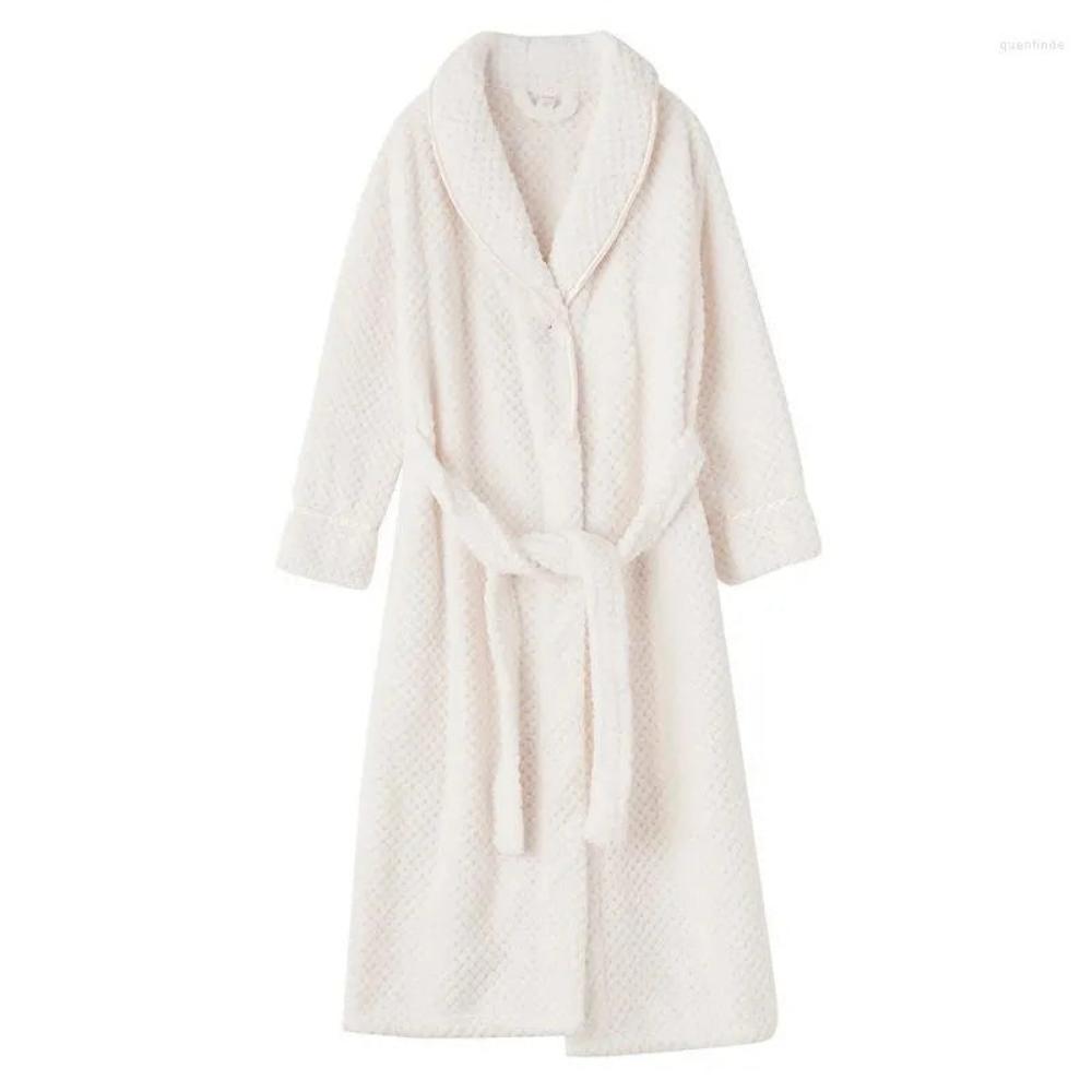 Unisex Fleece Winter Bathrobe with Pockets and Belt