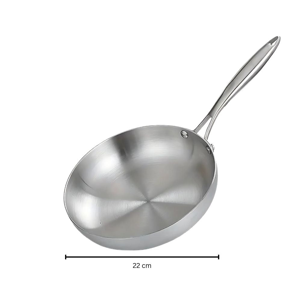 5-Ply Stainless Steel Frying Pan with Even Heat Distribution