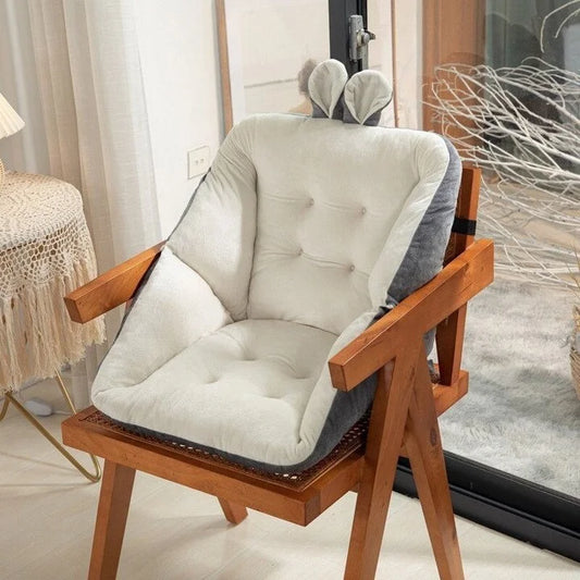 Plush Chair Seat Cushion with Back Support and Non-Slip Straps