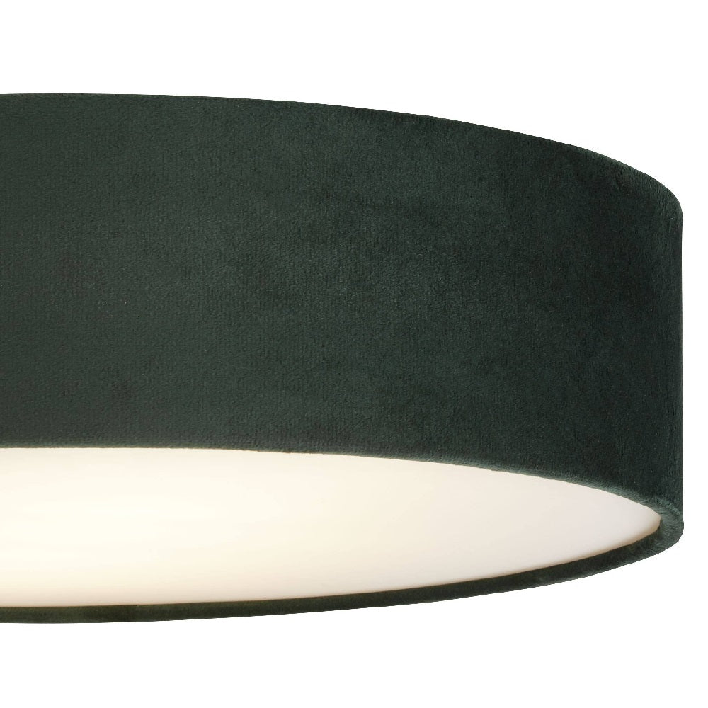 Green Velvet Opal Diffuser Round Flush Drum Light 15 Inch