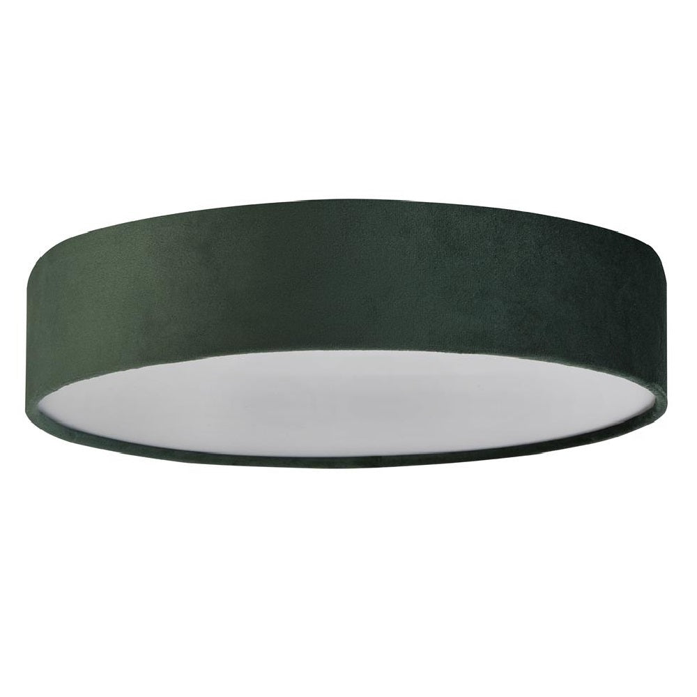 Green Velvet Opal Diffuser Round Flush Ceiling Light 15 Inch