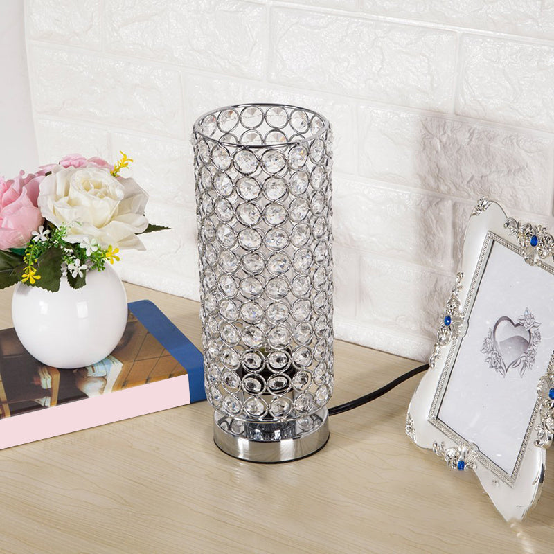 Crystal Table Lamp with Chrome Finish - Modern Night Light