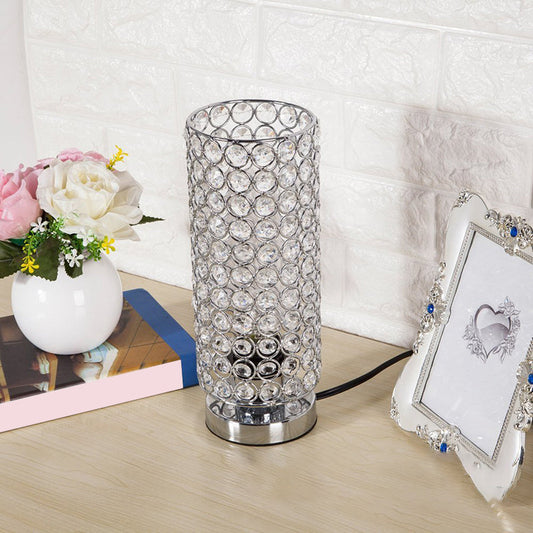 Crystal Table Lamp with Chrome Finish - Modern Night Light