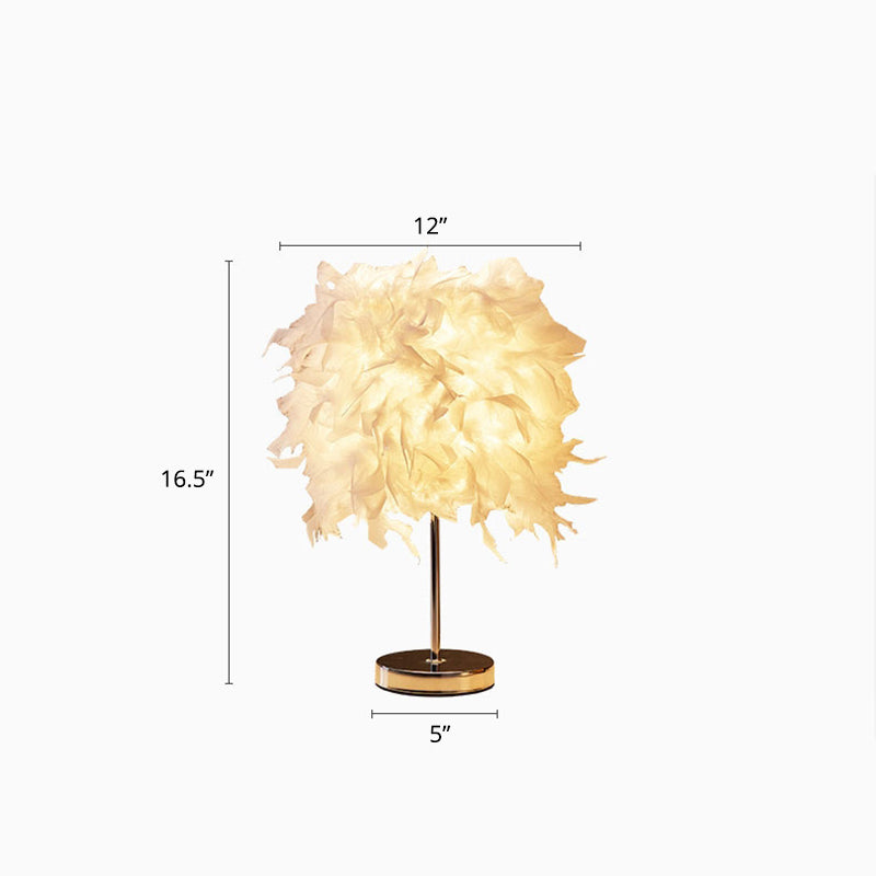 Modern White Cylindrical Table Lamp with Metal Base