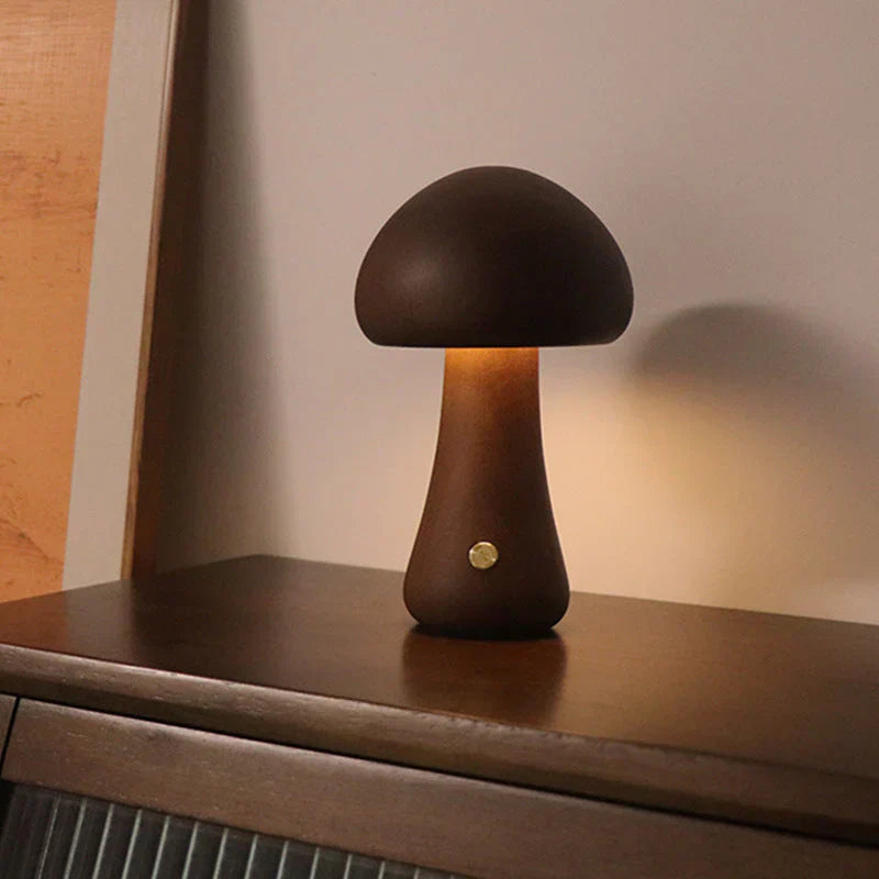 Wooden Mushroom LED Night Light for Kids