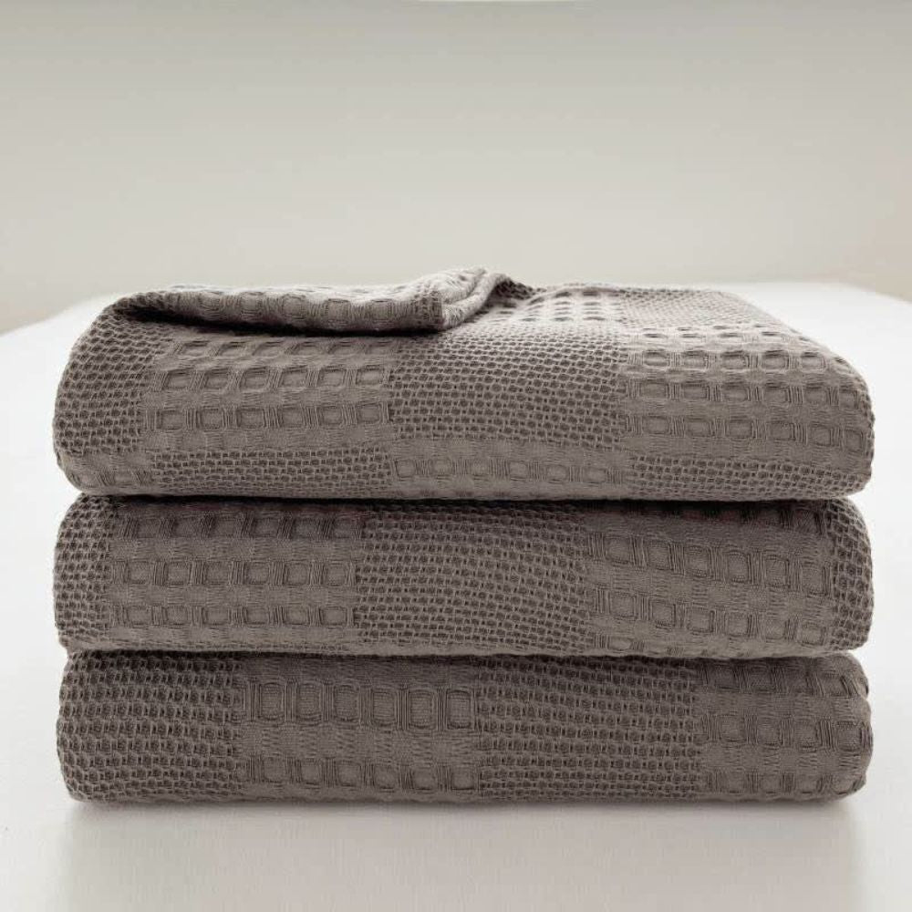 Blush Organic Cotton Waffle Checkered Blanket