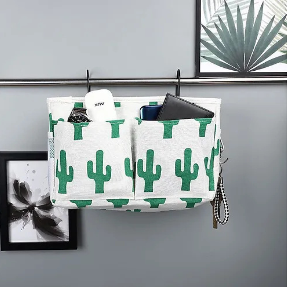 Multi-Pocket Hanging Organizer Bag with Side Hooks