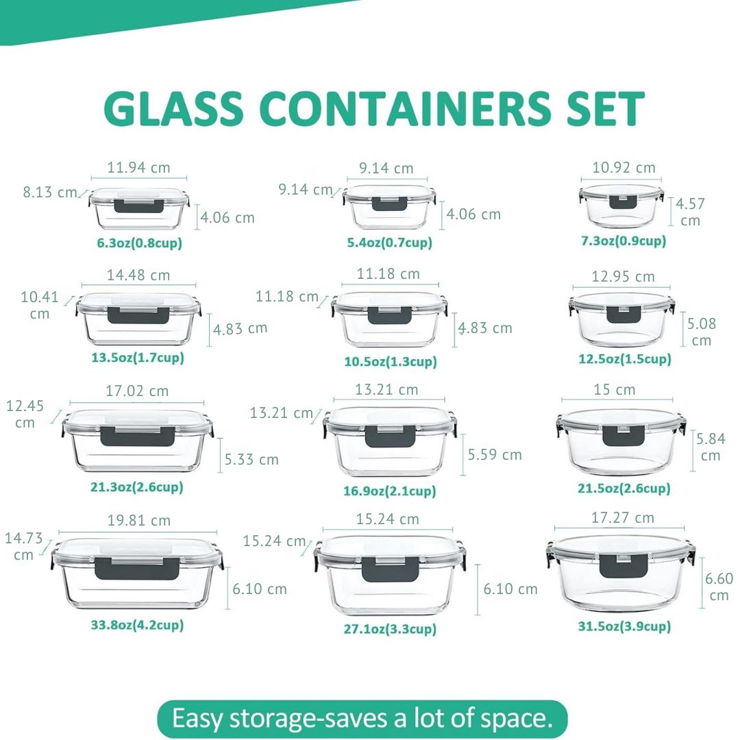 Airtight Glass Food Storage Containers Set