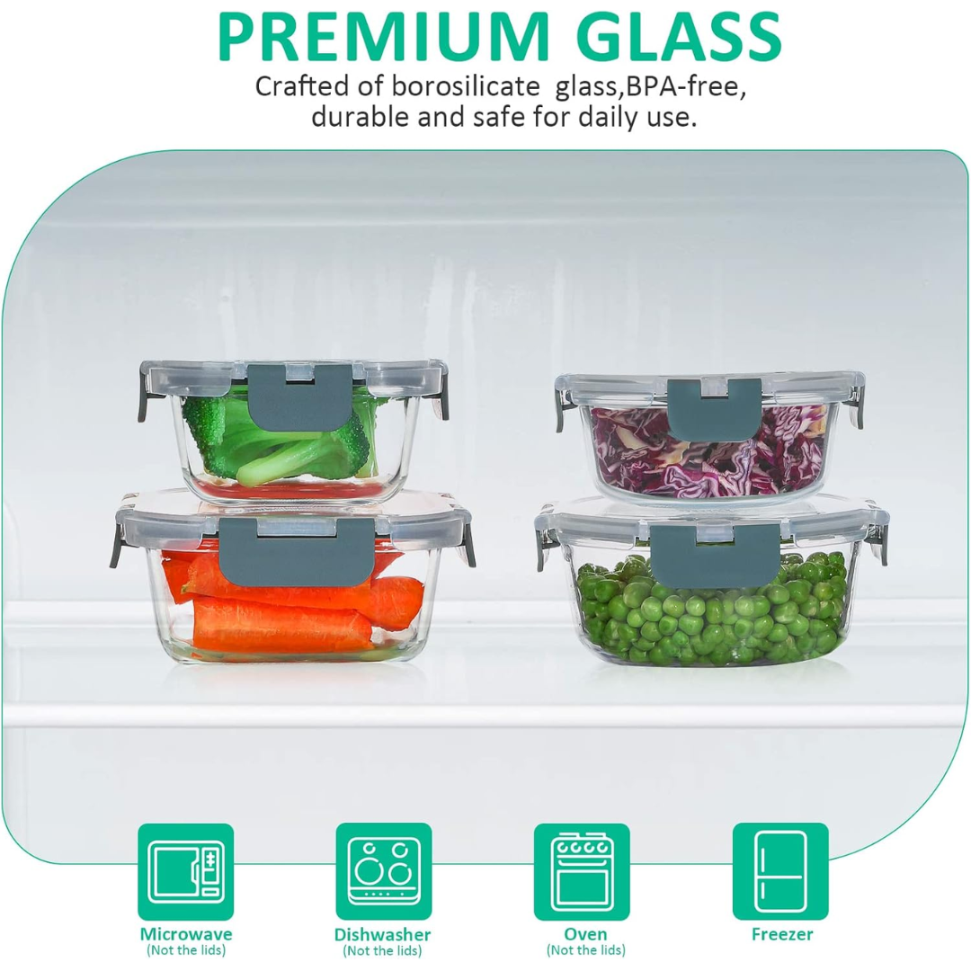 Airtight Glass Food Storage Containers Set