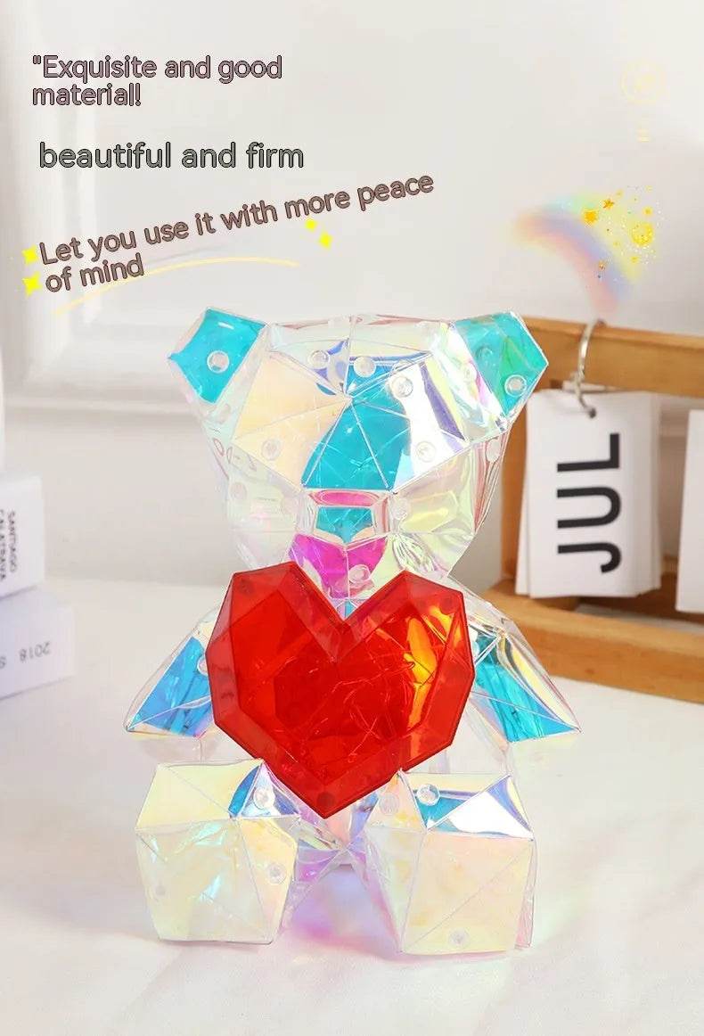 Colorful Cartoon Bear Night Light - Rechargeable Birthday and Valentine's Day Gift