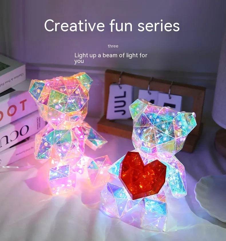 Colorful Cartoon Bear Night Light - Rechargeable Birthday and Valentine's Day Gift
