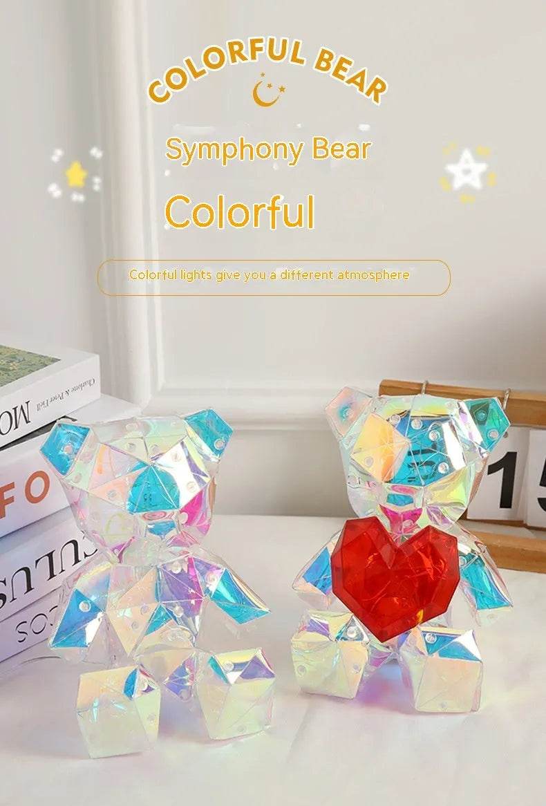 Colorful Cartoon Bear Night Light - Rechargeable Birthday and Valentine's Day Gift