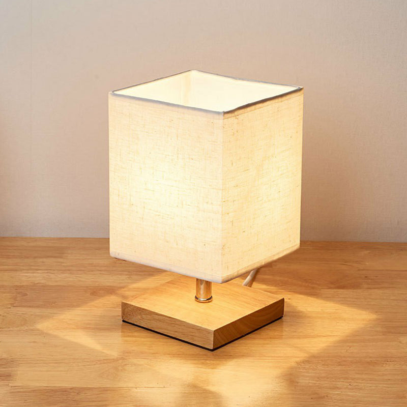 Minimalist Wooden Table Lamp with Linen Shade