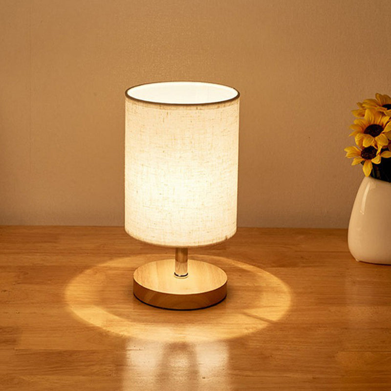 Minimalist Wooden Table Lamp with Linen Shade