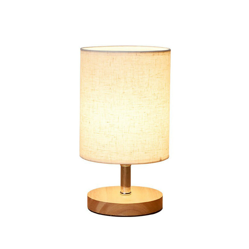 Linen Table Lamp with Wooden Base and Linen Shade