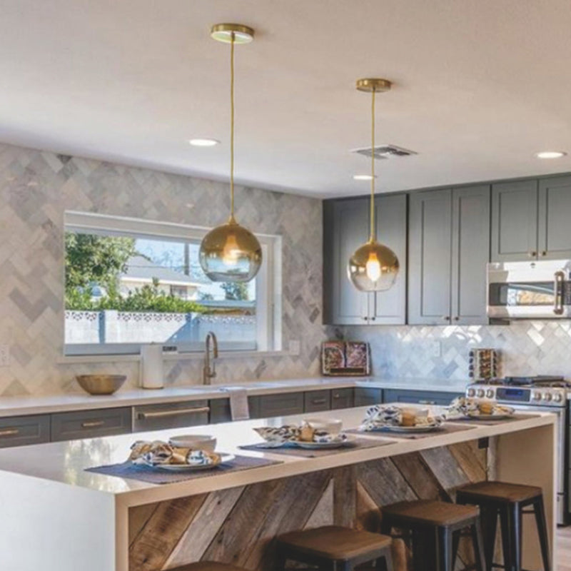 Spherical Pendant Light with Adjustable Height