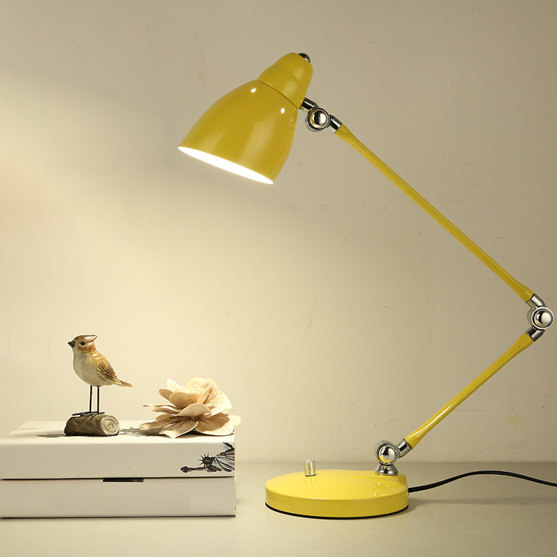 Industrial Metal Table Lamp with Adjustable Arm and Clock Shade