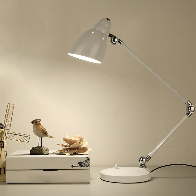 Industrial Metal Table Lamp with Adjustable Arm and Clock Shade