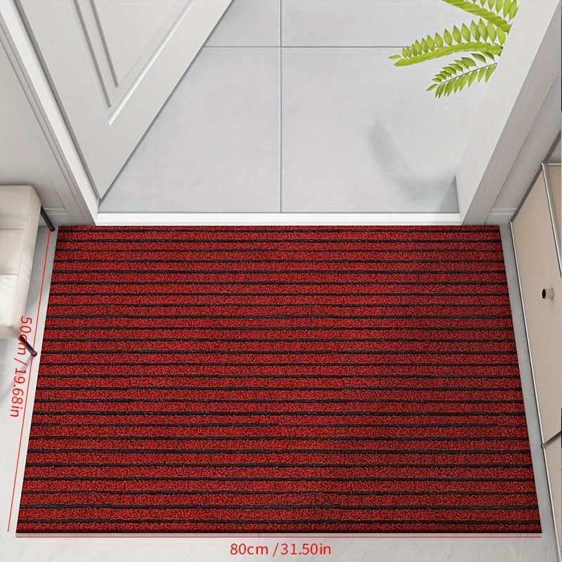 All-Weather Non-Slip Striped Doormat - Stain and Fade Resistant, Low Profile
