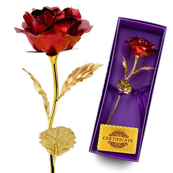 24K Gold-Plated Rose with Gift Box and Certificate of Authenticity