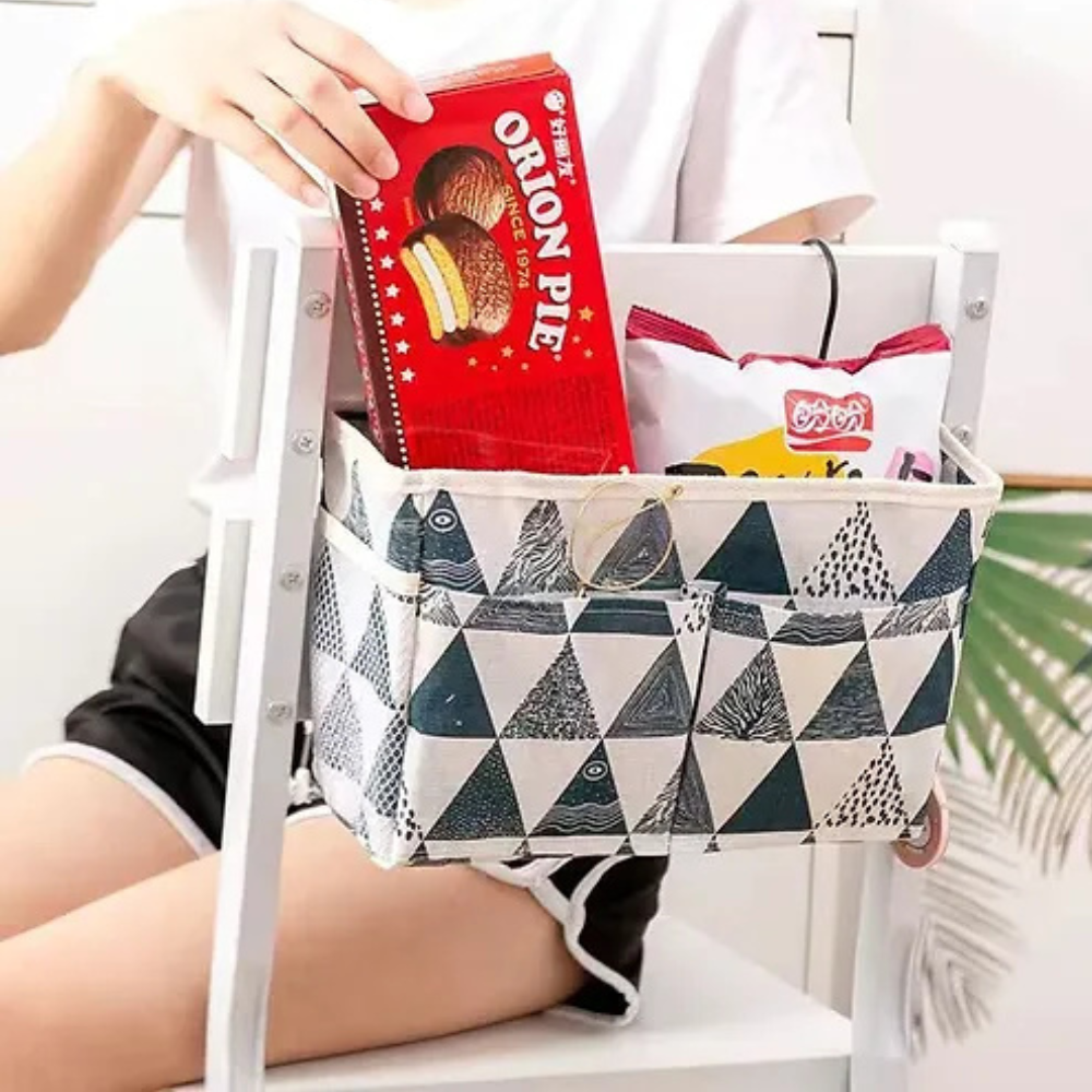 Multi-Pocket Hanging Organizer Bag with Side Hooks