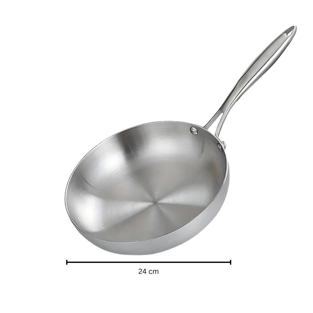 5-Ply Stainless Steel Frying Pan with Even Heat Distribution