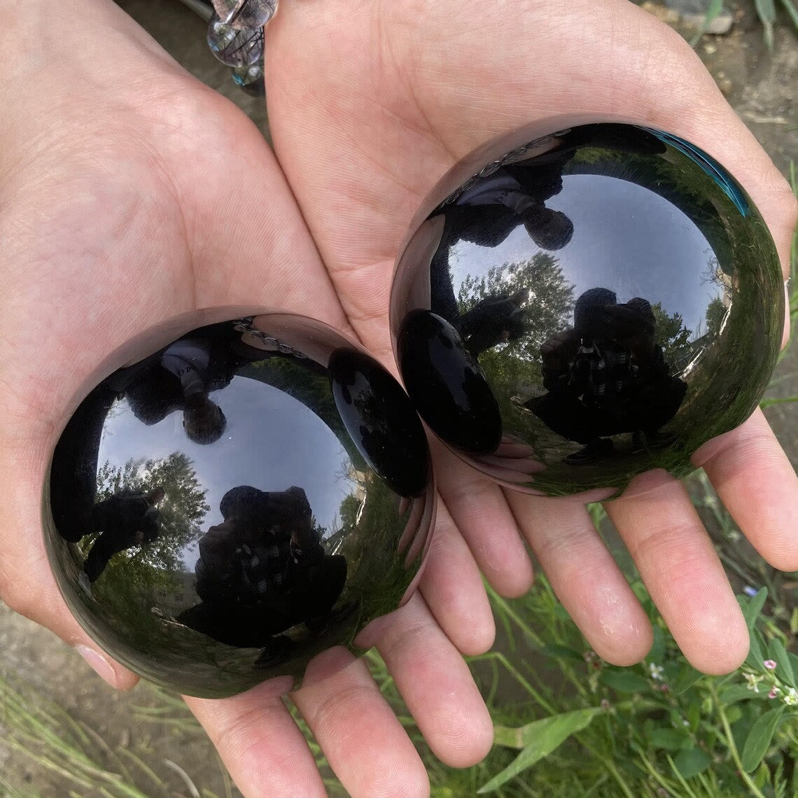 Obsidian Crystal Sphere Decoration for Energy Cleansing