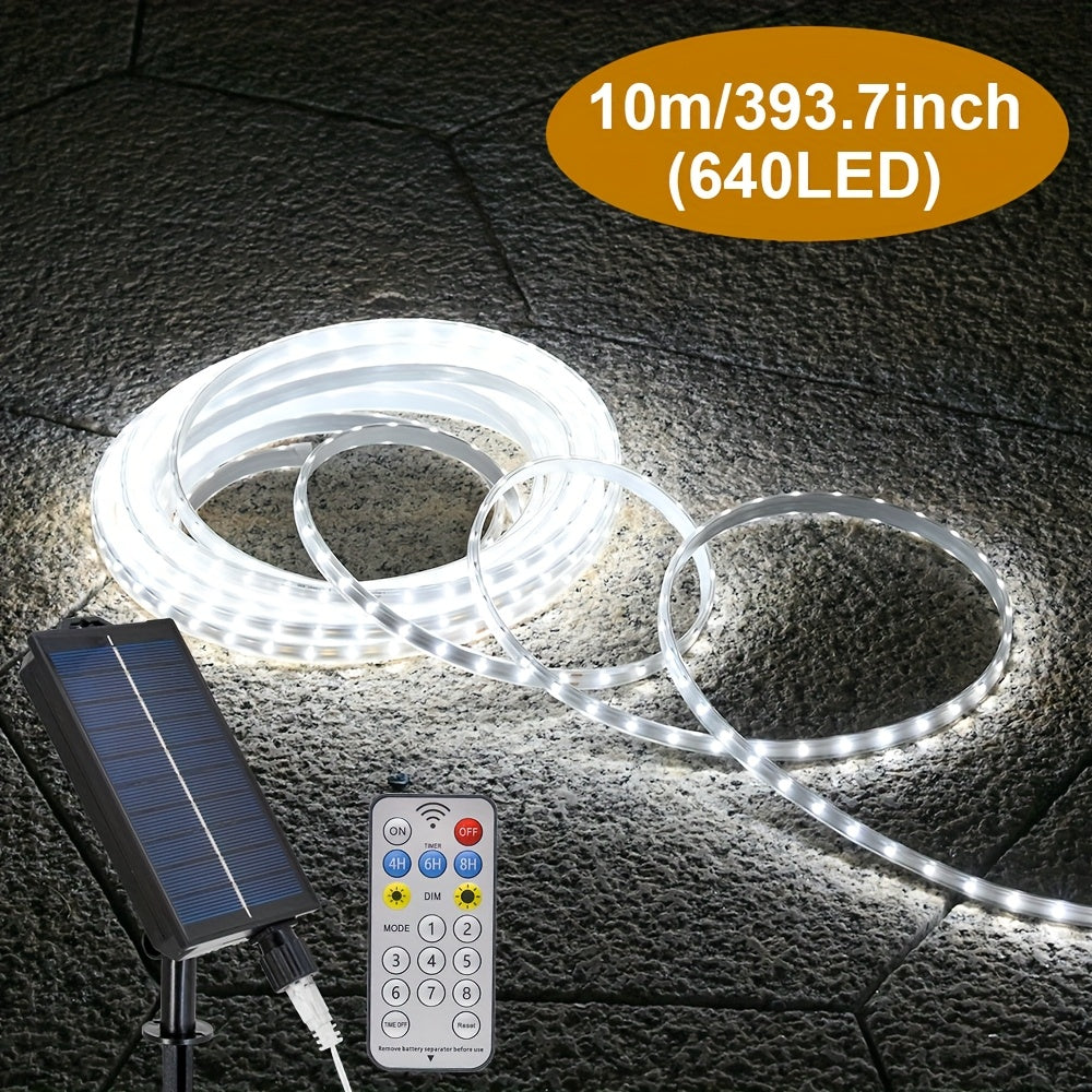 Solar-Powered LED Rope Lights with 8 Modes - 320/640 LEDs