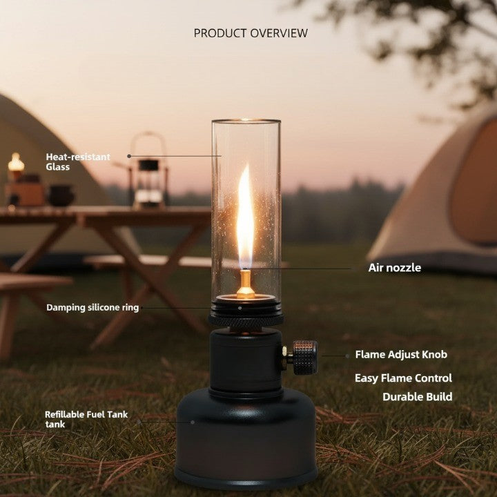 Mini Gas Flame Torch Table Lamp - Adjustable Aluminum Outdoor Lighting