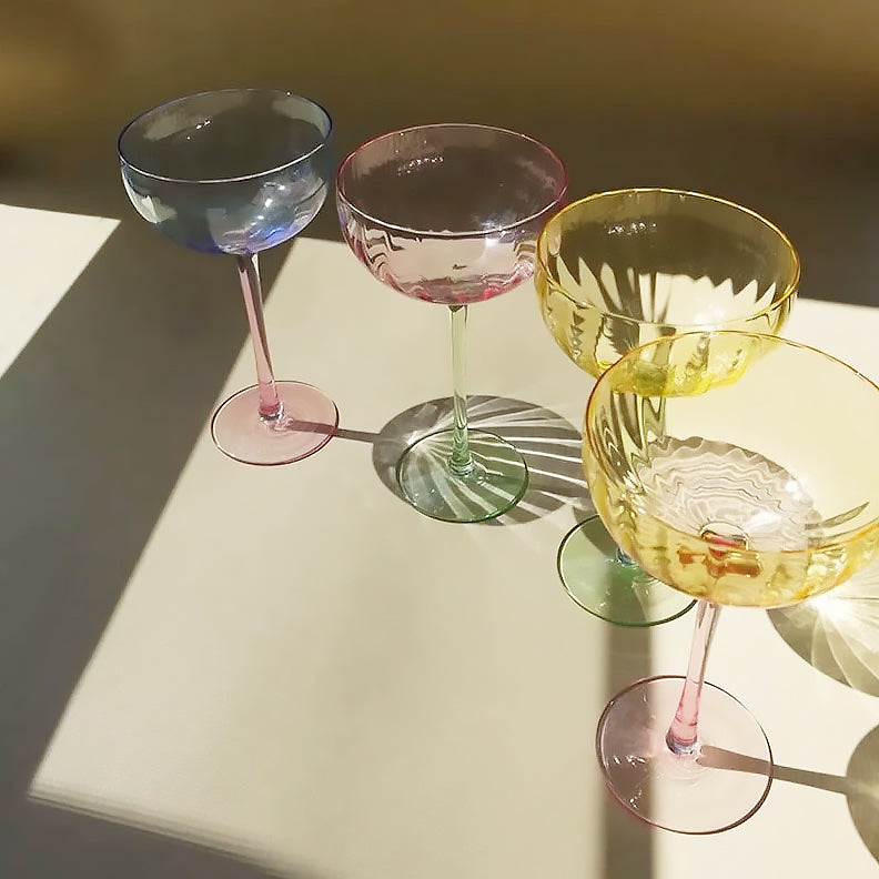 Colored Pumpkin-Shaped Crystal Champagne Glasses