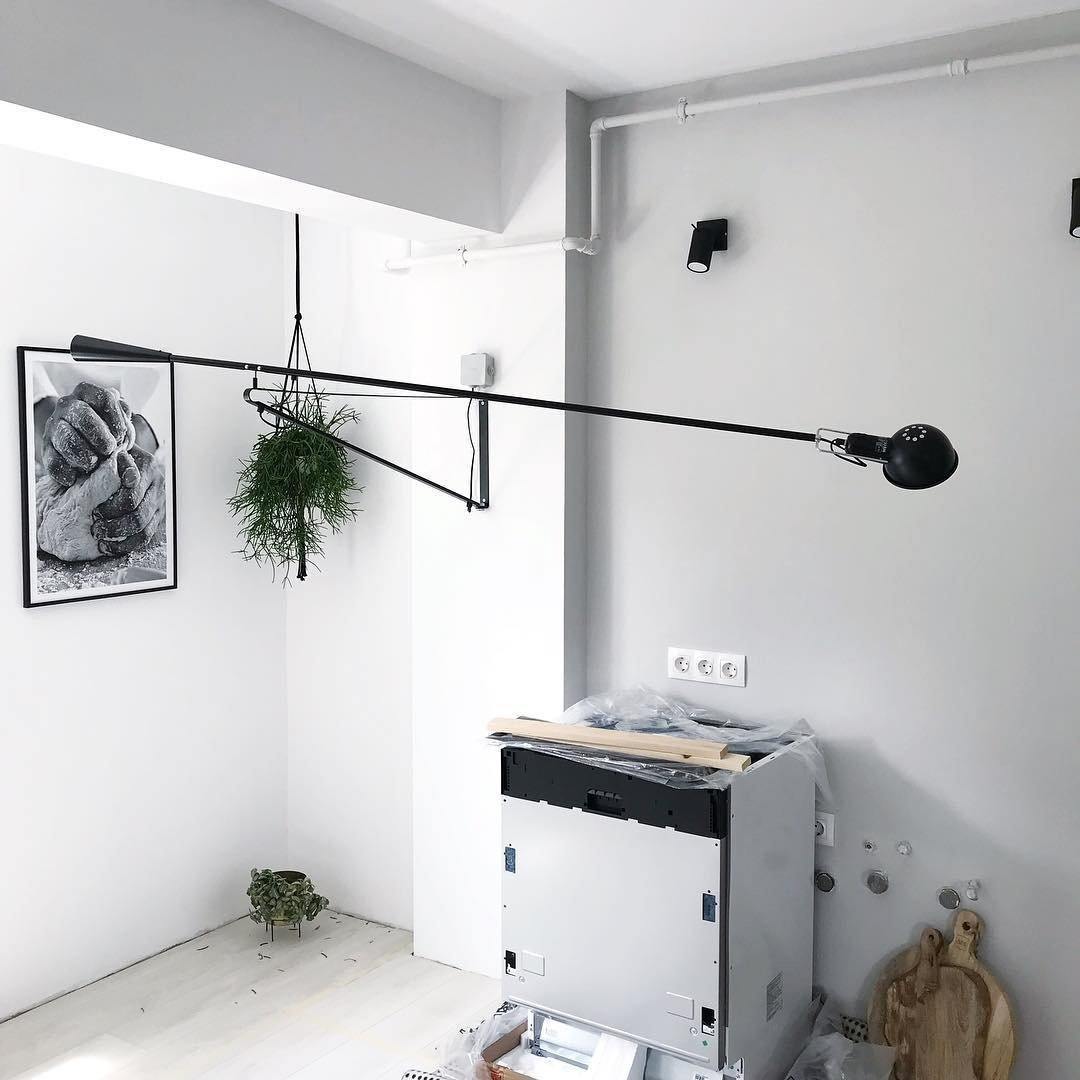 Adjustable Industrial Wall Lamp with Metal Shade
