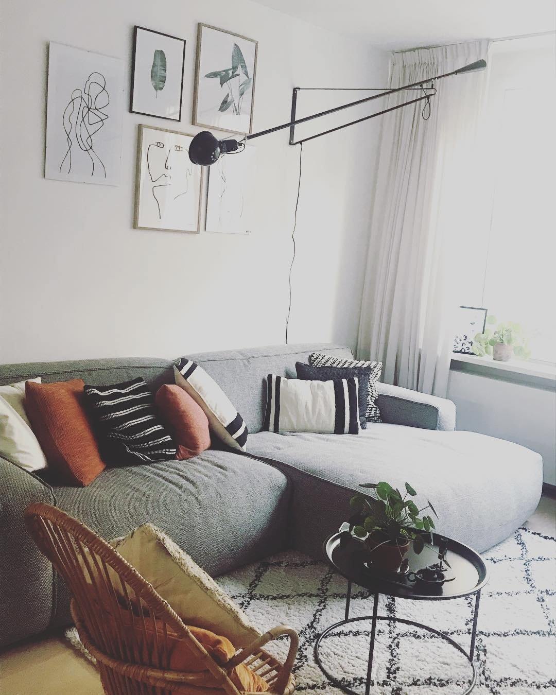 Adjustable Industrial Wall Lamp with Metal Shade