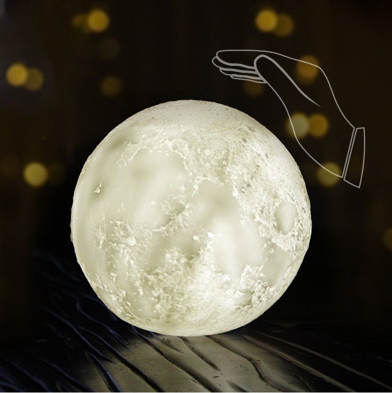 Rechargeable 3D Printed Moon LED Table Lamp