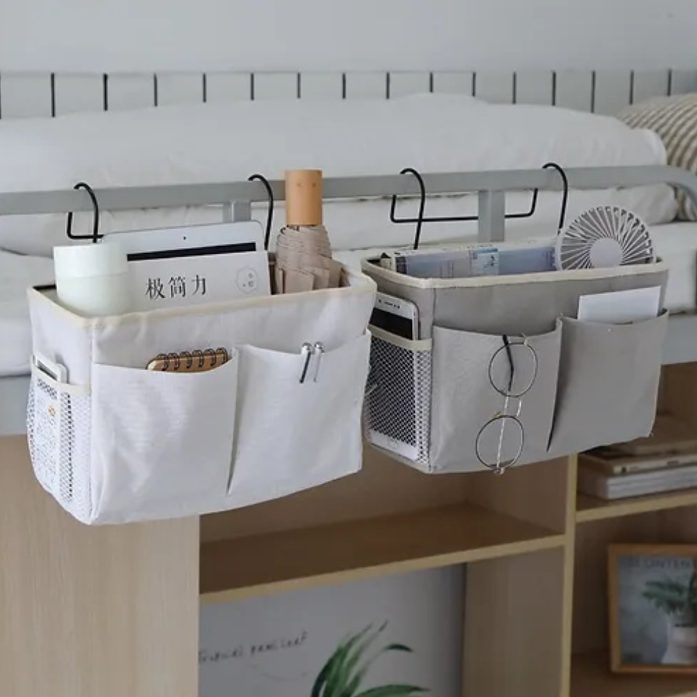Multi-Pocket Hanging Organizer Bag with Side Hooks