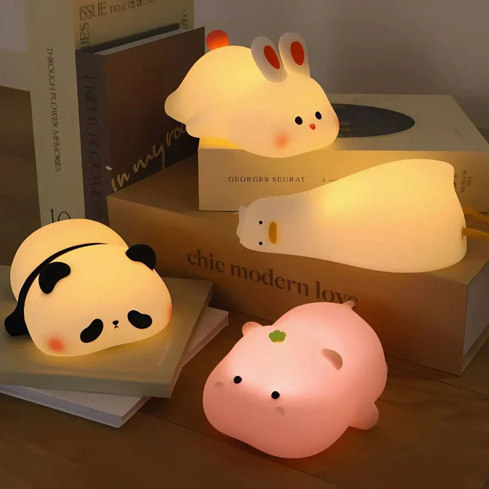 Rechargeable Soft Silicone Animal Night Light with Adjustable Brightness