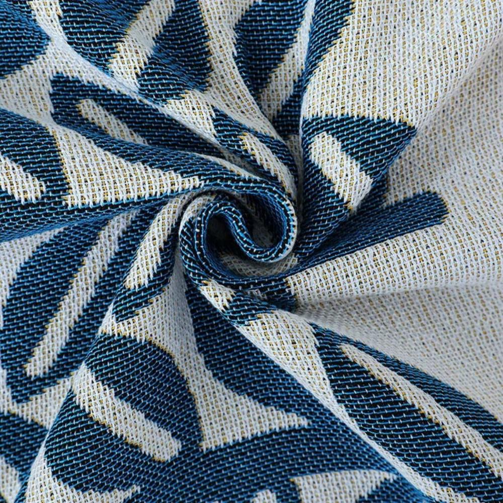 Cotton Linen Tassel Sofa Cover with Jacquard Design